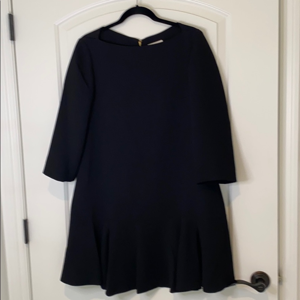 Kate Spade black crepe flounce dress.